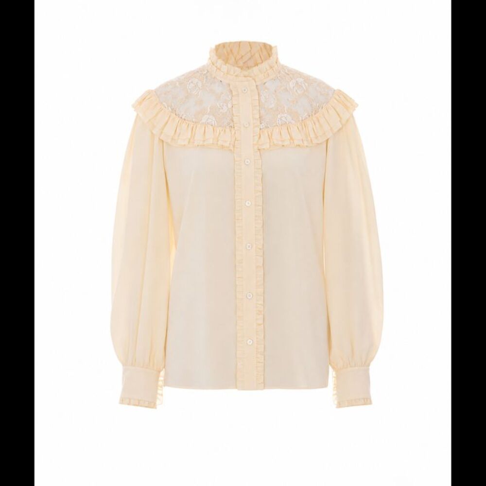 Chloe' Women Ruched And Lace Detail Shirt